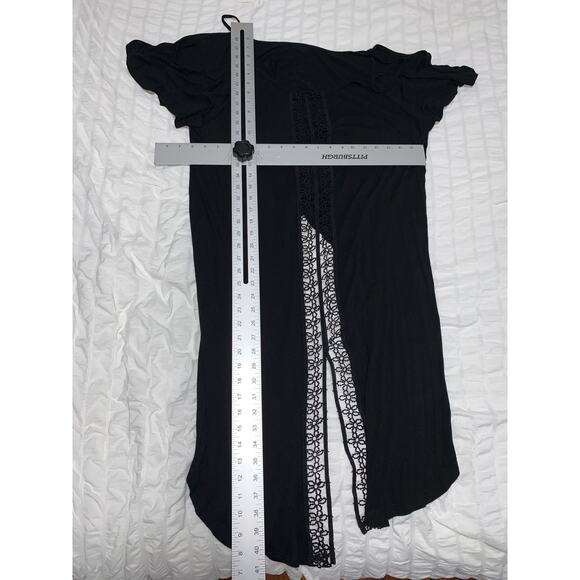 SHEIN Curve Black Cold Shoulder Lace Detail Shirt Size 4XL - Picture 5 of 6